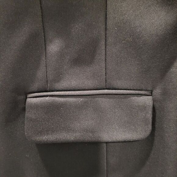 Chico's Size 0 (X-Small) Black Cotton Blend Jacket Black / White Striped Lining - Picture 12 of 13